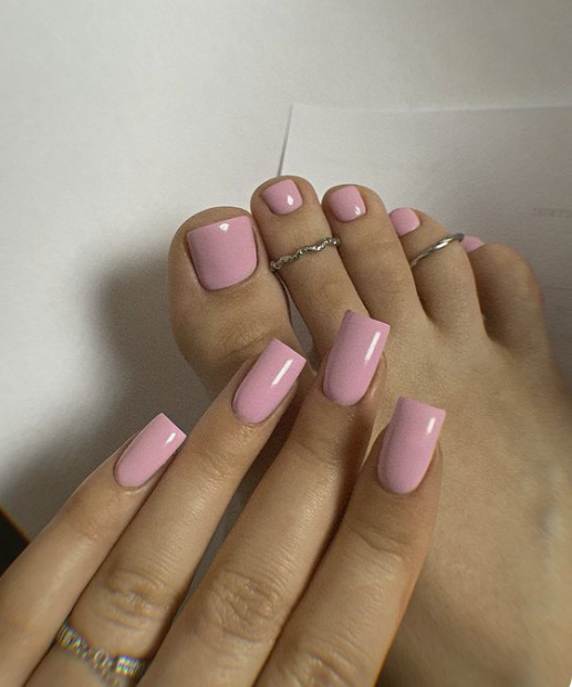 Soft pink mani and pedi combo